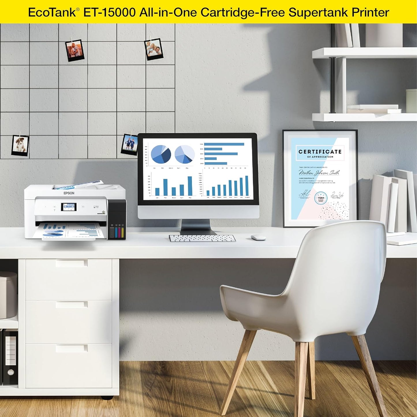 Epson EcoTank ET-15000 Wireless Color All-in-One Supertank Printer with Scanner, Copier