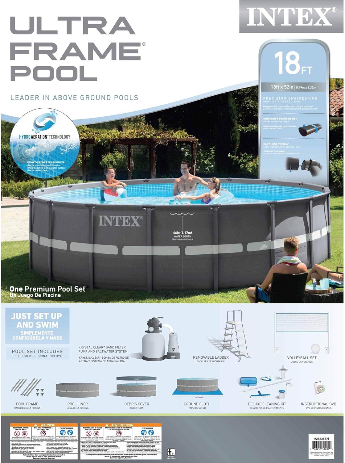 Intex 18ft X 52in Ultra Frame Pool Set with Sand Filter Pump