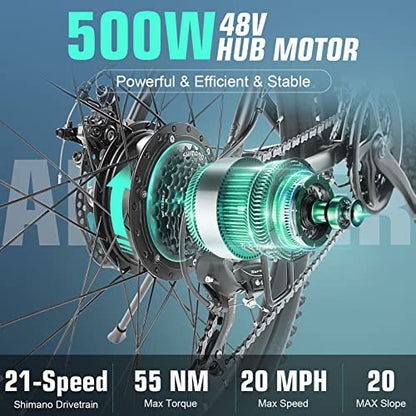 ANCHEER 500W Electric Bike 26” Gladiator Electric Mountain Bike