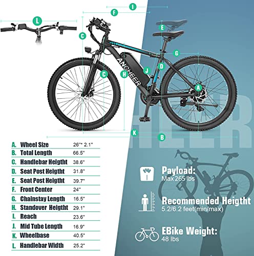 ANCHEER 500W Electric Bike 26” Gladiator Electric Mountain Bike