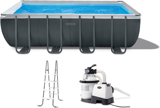 INTEX 26355EH Ultra XTR Deluxe Rectangular Above Ground Swimming Pool Set: 18ft x 9ft x 52in – Includes 1500 GPH