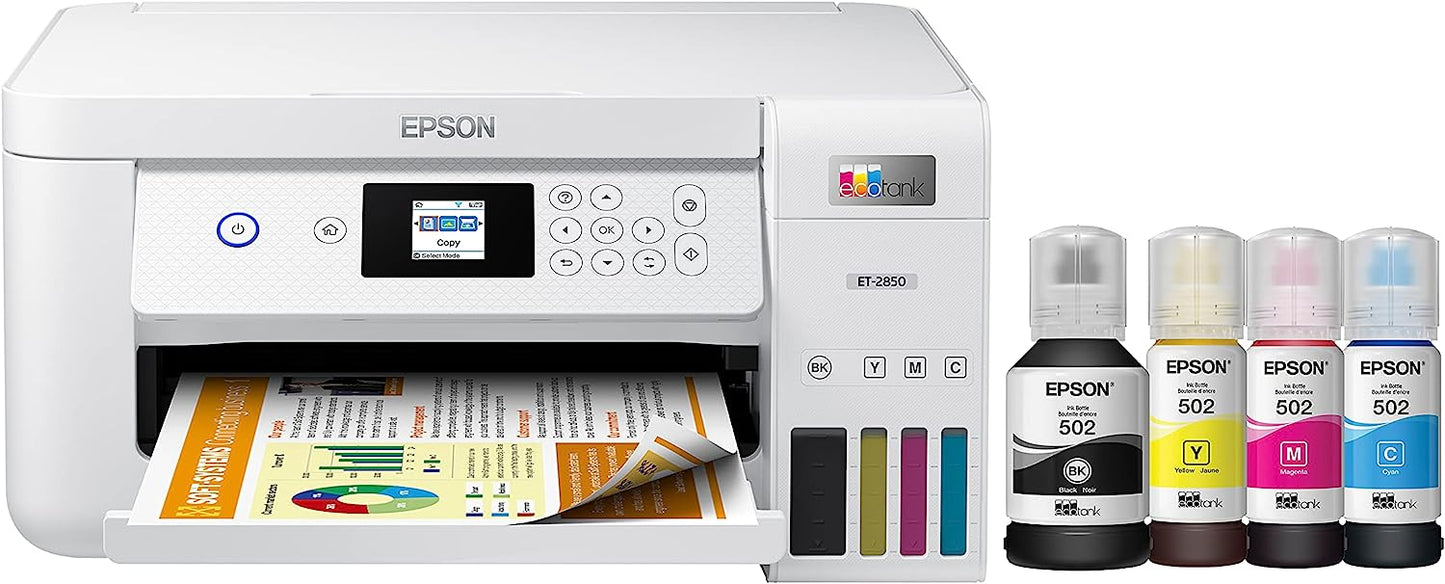 Epson EcoTank ET-2850 Wireless Color All-in-One Cartridge-Free Supertank Printer with Scan